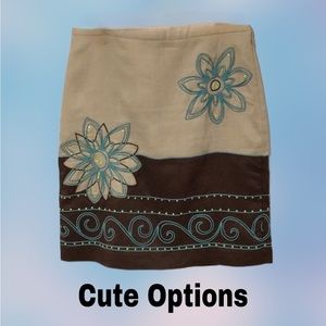 Cute Options Embroidered Boho‎ Skirt, Size Large